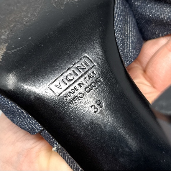 Giuseppe Zanotti Vicini Vintage Rare Mink Fur Glitter Denim Mule Slide Heels 39 - Picture 8 of 12